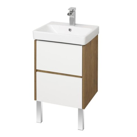 Tumba under the Aquaton sink "Scandil 45", white color, rustic oak-2