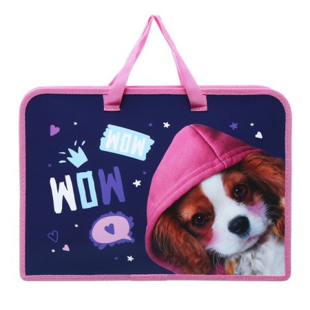 Folder with A4 handles, 340 x 245 x 35 mm, plastic, zipper around, Hatber "Cute puppy"-2