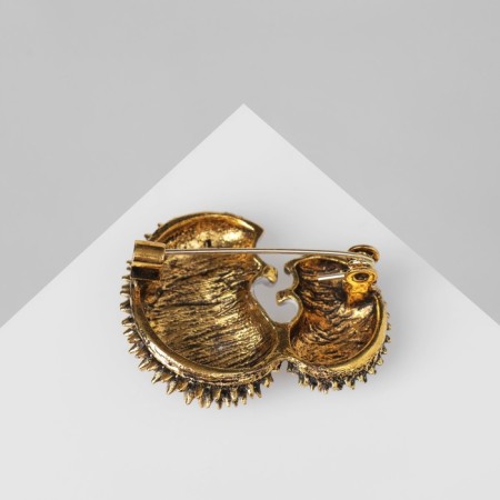 Brooch "Hedgehogs", black and white color in black gold-1
