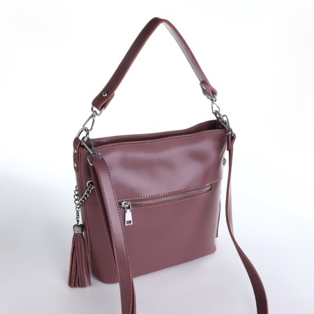 Luggage bag, 2 external pockets, long belt, powder color-5