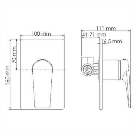 Shower mixer Wasserkraft Wiese 8451, single -leaf, without watering steel, arms steel-4