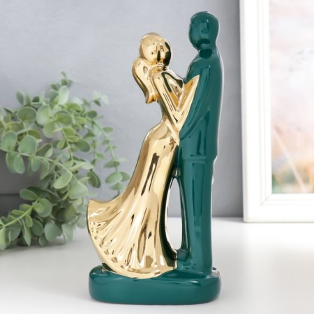 Souvenir Ceramics "Lovers" dark green with gold 22x10x6.5 cm-3