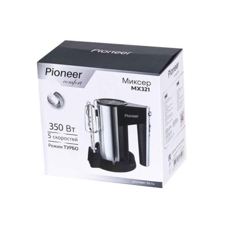 Mixer Pioneer MX321, manual, 350 W, 5 speeds, 2 nozzles, black-silver-7
