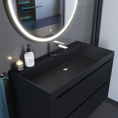 Sink uperwood Classic quartz 90 cm, quartz, black matte, coal