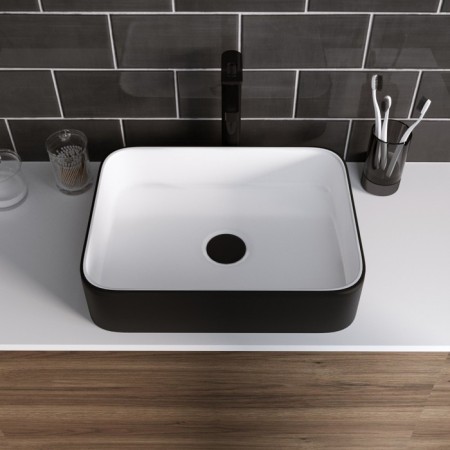 Grossman GR-4043BW sink, rectangular, 505 x 390 mm, white/black-1