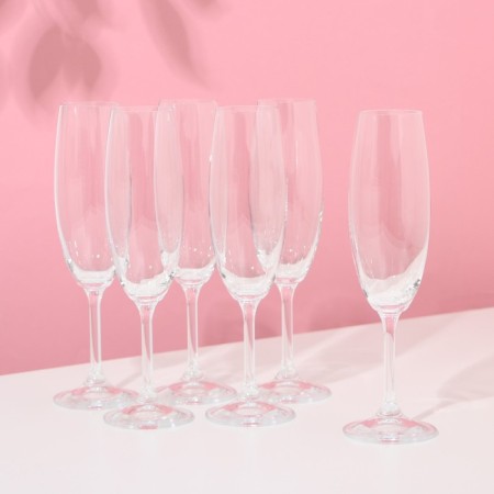 Set of glasses for champagne "Lara", 220 ml, 6 pcs