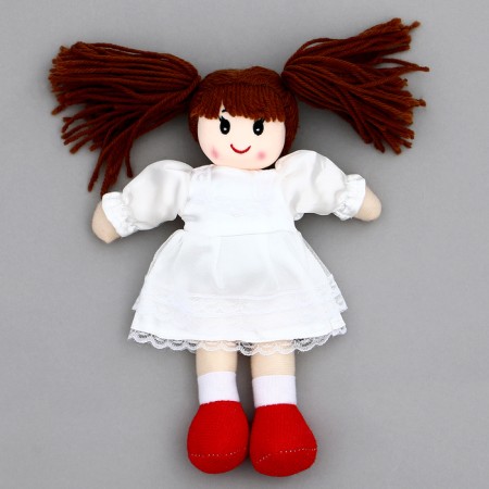 Soft toy "Doll" in a white dress, on a suspension, 25 cm