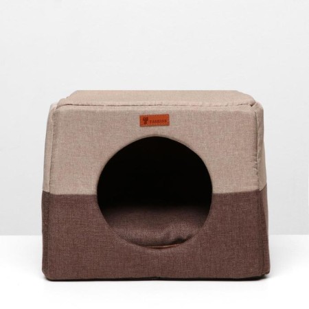 House-Transformer "Square", Rogozhka, Poron, 43 x 42 x 34 cm, beige-brown-2