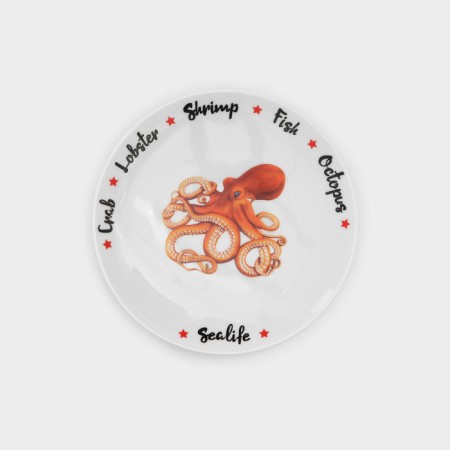Set of porcelain plates Sealife, 6 objects, Mix drawing-2