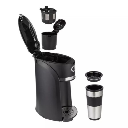 Coffee machine KitFort KT-796, drop, 800 watts, 0.42 l, black-silver-5