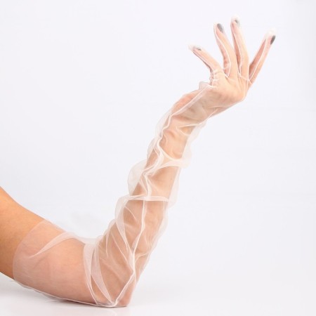 Carnival accessory- transparent gloves, white color-2