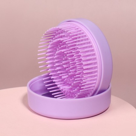 The comb is massage, round, folding, with a mirror, D = 7.5 cm, in the box, lilac color-8