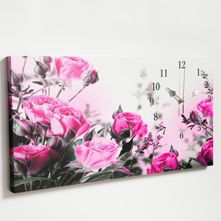 Carty watch is wall-mounted, on canvas, interior, silent "pink roses", 40 x 76 cm-1