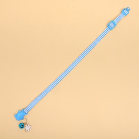 Koshachi collar "Snowflake", with a bell and suspension, 30 x 1 cm, polyester, blue-4