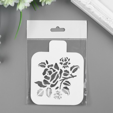 Plastic stencil "Rose" 9x9 cm-2