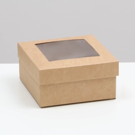 The box is folding, the lid is, with a window, craft, 10 x 10 x 5 cm