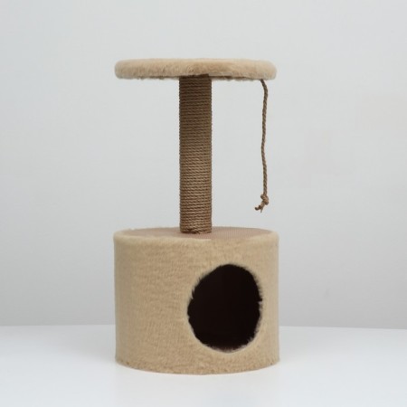 House for cats with a claw of a round, jute, 35 x 35 x 64 cm, beige-2