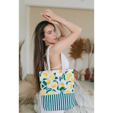 Bag Women's beach on lightning, white/yellow color-12