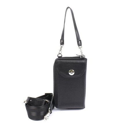 Bag for documents with zipper, n/k, 2 departments, black matte