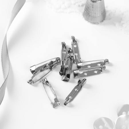 The base for brooches, 2 holes, 25 mm, 10 pcs, silver color-1