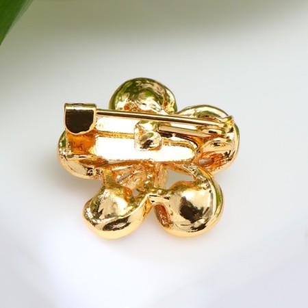 Brooch "Flower" Five -Tree, colored in yellow gold (indivisible packing 12 pcs., Price per pcs.)-2