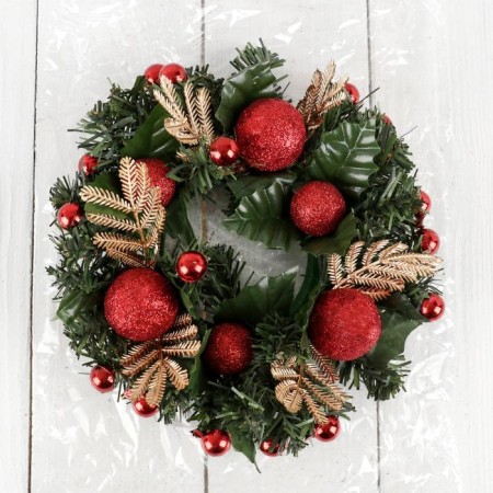 New Year's Wreath D-20 cm "Red Balls"-2