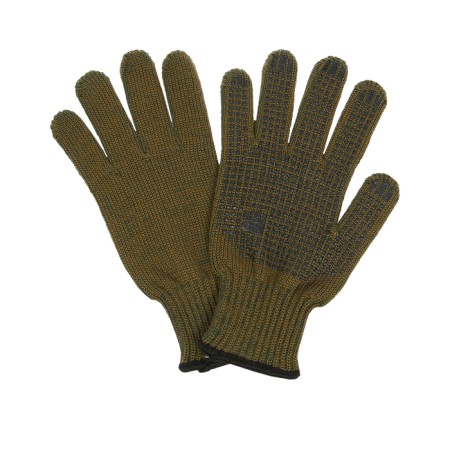 Garden gloves, x/b, knitting grade 7, 5 threads, 3-layer, size 10, with PVC dots, green-1