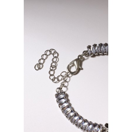 Bracelet with rhinestones "butterflies" rectangles, white color in silver-4
