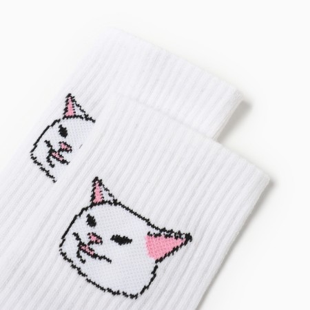 Male socks "Cat Mood", white color, rr 41-45-1