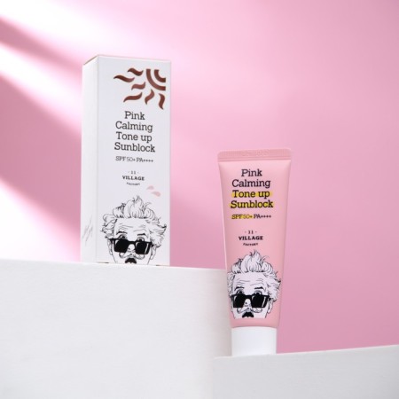 Village 11 Factory Sunscreen Pink Calming Sun Block, soothing, SPF 50, 25 ml