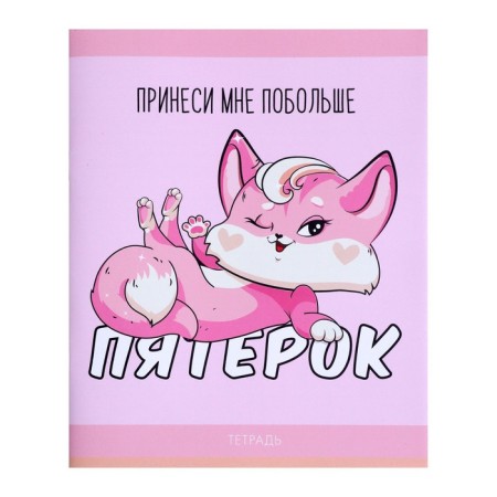 Notebook of 48 sheets in the Calligrata “Foxes” cage, covered paper cover, block No. 2, whiteness 75% (gray sheets), mix-5