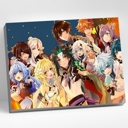 Picture on numbers 30 × 40 cm "Genshin" "Legendary Heroes" 34 colors