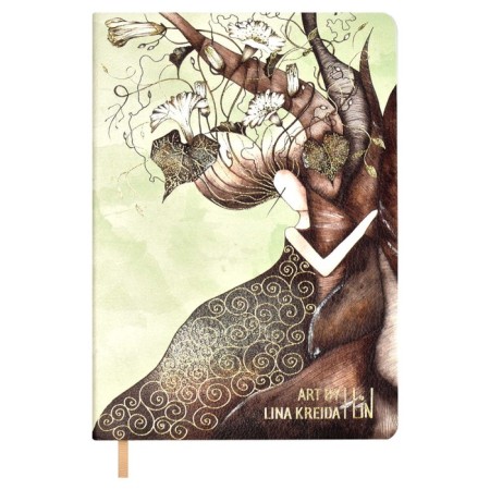 Diary of a low -up A5, 120 Escalada sheets, soft binding, artificial leather "Nappa", foil embossing, white offset 70 g/m², green