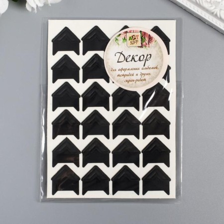 A set of corners with a pocket for photos 24 corners "Style" black 12.5x9 cm-2