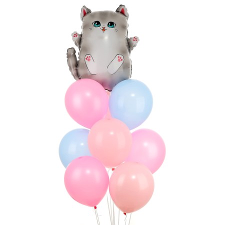 A set of balloons "Gray cat", foil, latex, 9 pcs.-1