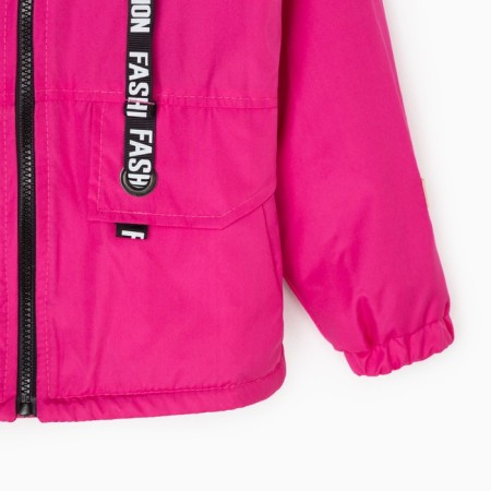 Jacket (windbreaker) on a fleece for a girl, raspberry color, height 110-116 cm-2