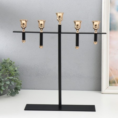 Summary Metal for 5 Celtic candles "D = 3.5 cm black with gold 36x29 cm-1