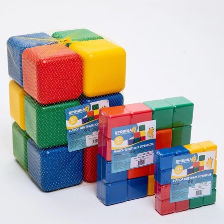 Set of colored cubes, 9 pieces 6 x 6 cm-10