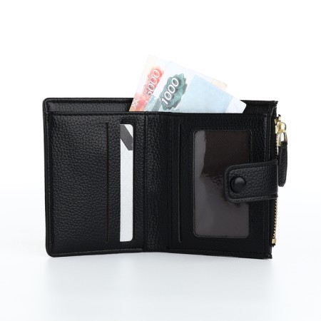 Women's wallet on the button, black color-5