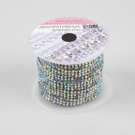 Rhound rhinestones, with holography, width - 7 mm, 4.5 ± 0.5 m, silver color-2
