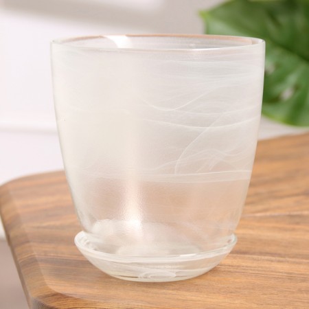 Flower pot with pallet No. 3 "Aleb" Bely, 1 l