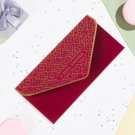 The envelope "On the day of the anniversary!" Cutting, embossing, software touch, squares-3