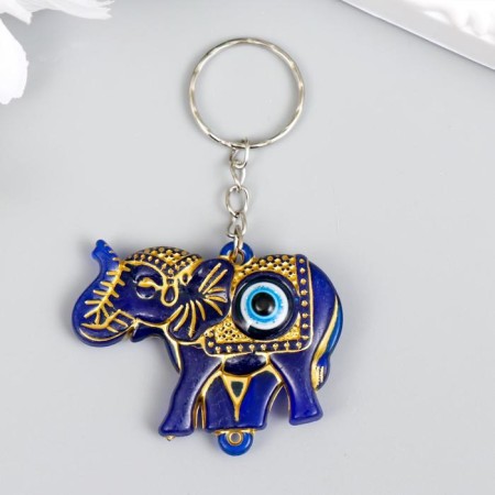 Tail of plastic eyes "Indian elephant from the evil eye" Blue with gold 3.5x5 cm-2