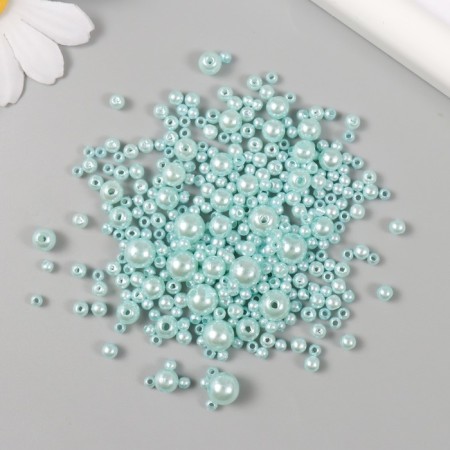 Beads for creativity plastic "Round. Ice mint" d = 3-8 mm, set 10 grams