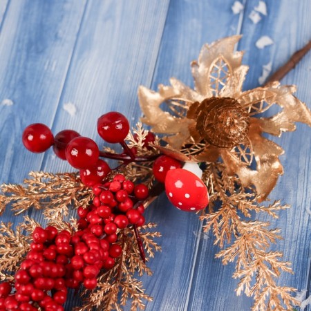 Decor "New Year's grace" berries, 30x10 cm, red-gold-1