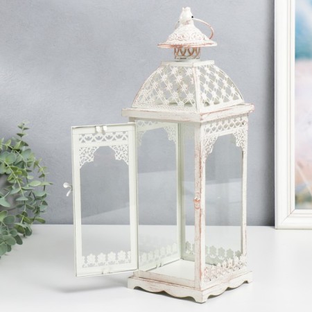 Summary Metal "Lantern - White lace" set 2 pcs white 17x17x52, 13x13x39.5 cm-3