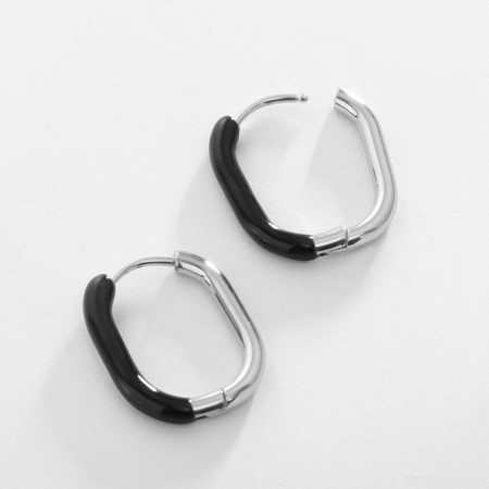 Earms enamel Xuping oval of grace, black color in silver-1