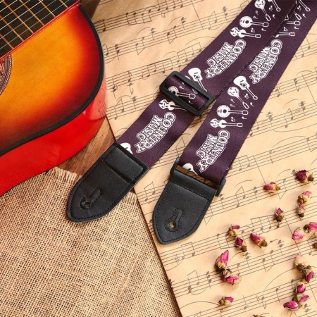 Guitar belt, black, tools, length 60-117 cm, width 5 cm-6