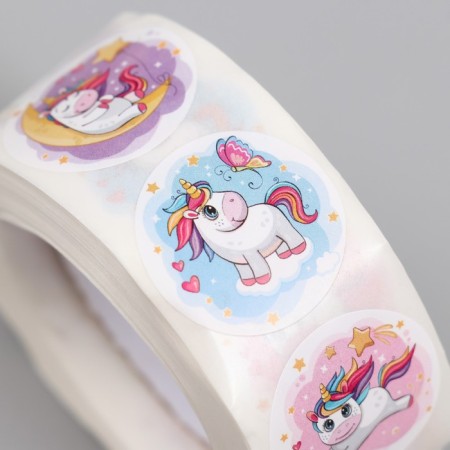 Stick Paper "Dreamy Unicorn" d = 2.5 cm 500 pcs in a roll 3x6.5x6.5 cm-2