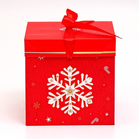 New Year. Box a gift New Year's folding "snowflake" 15x15x15 cm.-1
